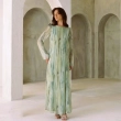 Women's Printed Flowing Maxi Dress - Elegant Nature-Inspired Evening Wear - Green
