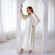 Women's Organza Sleeves Maxi Dress - Elegant Evening Wear - Ivory White