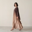 Women's Ombr&eacute; Asymmetric Maxi Dress - Elegant Gradient Evening Wear - Dark Brown