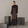 Women's Regular A-Line Silhouette Long Sleeves Dress  With Statement Brooch &mdash; Daytime Socials, Luxury Resort Lounging &amp; Summer Escapes &mdash; Brown
