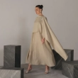 Women's Premium Evening Gown &mdash; Integrated Scarf Asymmetrical Maxi Dress With Left Sleeve &mdash; Daytime Socials, Luxury Resort Wear &amp; Sunset Soir&eacute;es &mdash; Beige