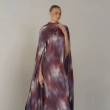 Women's Regular Flowing Cape  Sleeves Silhouette Dress - For Upscale Evening Socials, Beachfront Galas, Or Elite Resort Dining - Purple