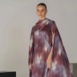 Women's Regular Flowing Cape  Sleeves Silhouette Dress - For Upscale Evening Socials, Beachfront Galas, Or Elite Resort Dining - Purple