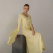 Women's Regular Flowing Cape Silhouette Dress &mdash; Integrated Cape Elegant Wear &mdash; For Formal Galas, Red-Carpet Events, Or Exclusive Evening Soir&eacute;es &mdash; Yellow
