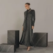 Women's Premium Evening Gown &mdash; Integrated Scarf Elegant Maxi Dress With Left Sleeve &mdash; Daytime Socials, Luxury Resort Wear &amp; Sunset Soir&eacute;es &mdash; Metallic Black