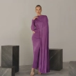 Women's Regular Flowing Cape Maxi Silhouette Dress - Integrated Cape Elegant Wear - For Upscale Evening Socials, Beachfront Galas, Or Elite Resort Dining - Purple