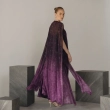 Women's Premium Evening Gown &mdash;Integrated Sheer Cape &amp; Pearl Choker Maxi Dress &mdash; Daytime Socials, Luxury Resort Wear &amp; Sunset Soir&eacute;es &mdash; Purple