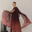 Women's Premium Evening Gown &mdash; Integrated Sheer Cape &amp; Pearl Choker Maxi Dress &mdash; Daytime Socials, Luxury Resort Wear &amp; Sunset Soir&eacute;es &mdash; Copper