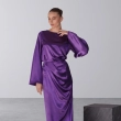 Women's Regular Elegantly Draped Maxi Silhouette Skirt - Liquid Sheen Satin Fabric - For Formal Galas, Upscale Dinners, Or Exclusive Evening Soir&eacute;es - Purple