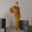 Women's Regular Elegantly Draped Maxi Silhouette Skirt - Liquid Sheen Satin Fabric - For Formal Galas, Upscale Dinners, Or Exclusive Evening Soir&eacute;es - Olive Green