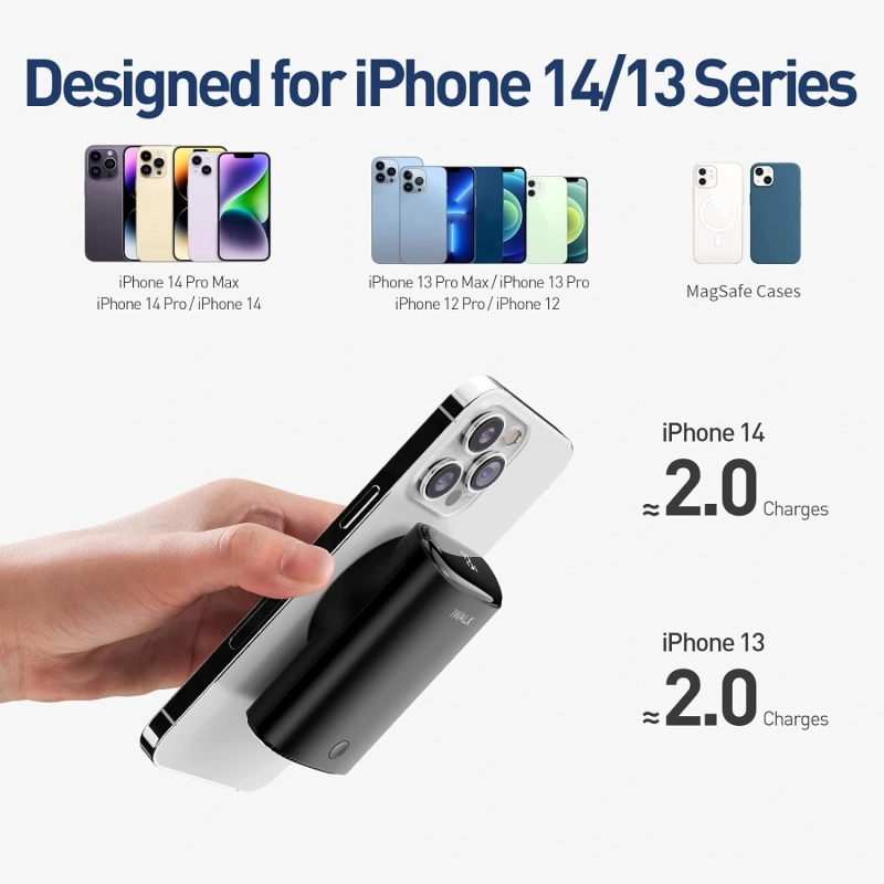 Magnetic Wireless Portable Charger, 9000mAh Power Bank White