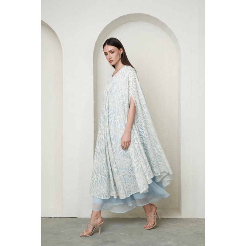 Embroidered Dress - Light Blue