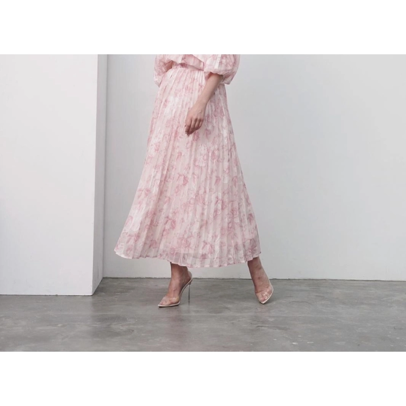Floral Pleated Skirt - Pink