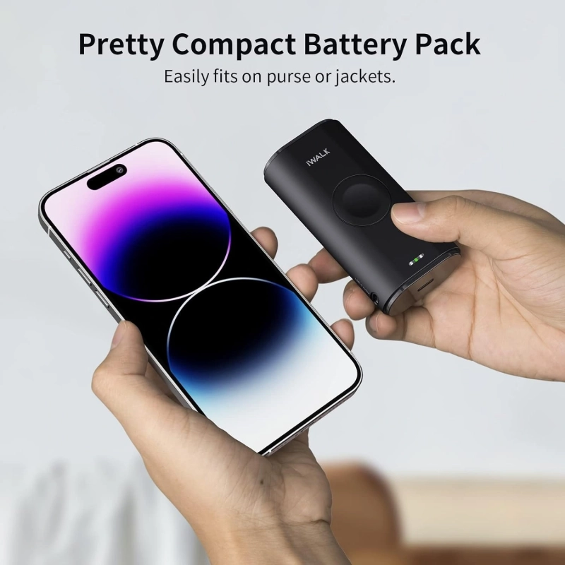 Portable Charger 9000mAh Power Bank with Magnetic Compact Power Charging for Apple Watch and DC Output, Black