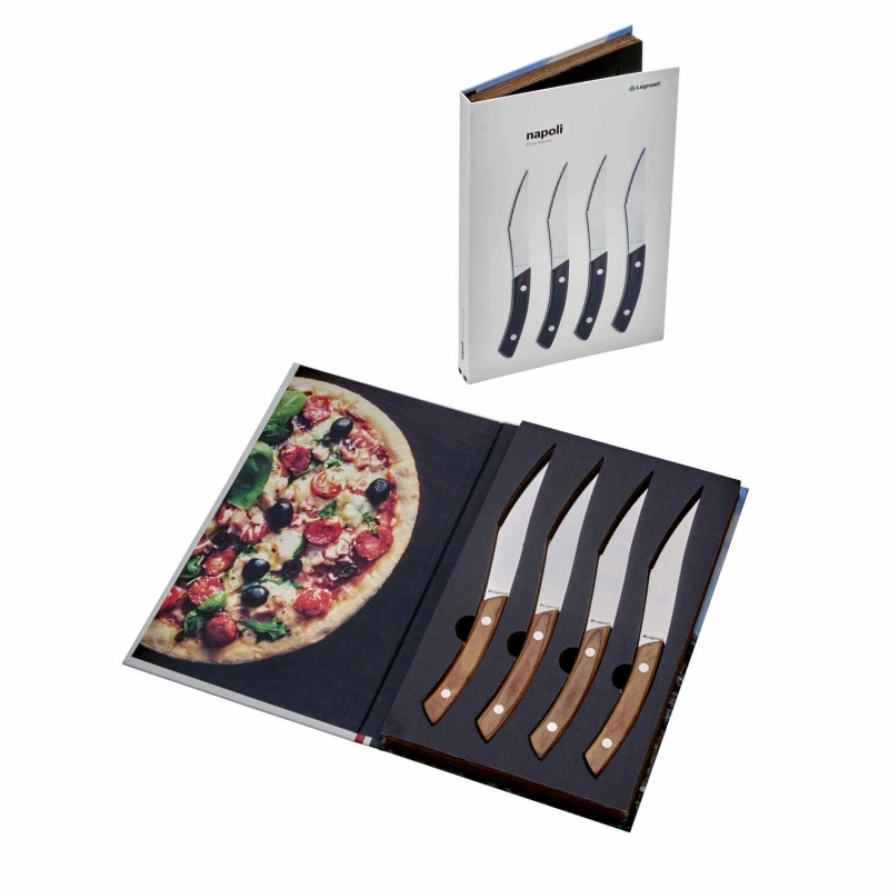 Napoli Set of 4 Pizza Knives Stainless Steel Dark Handle Pk-10A