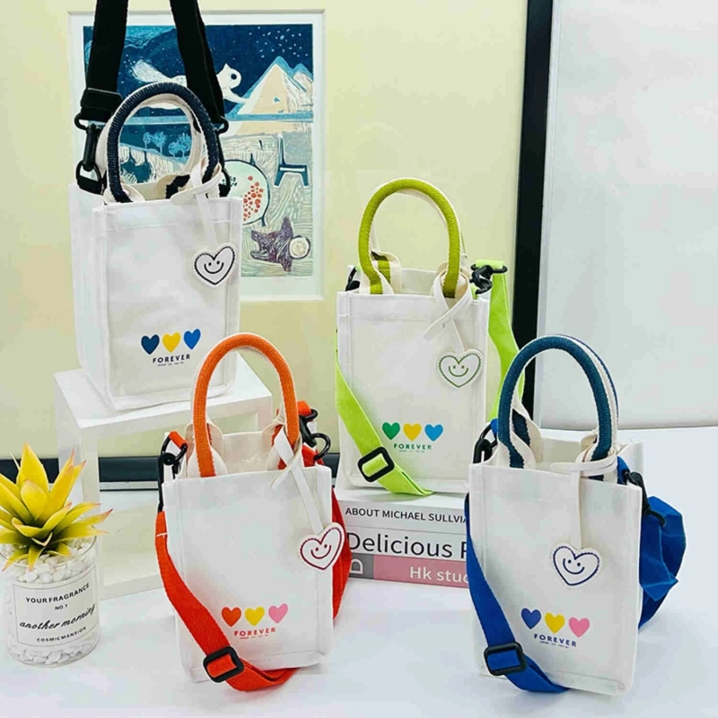Square Canvas Crossbody Bag / Flipped Sweetheart Series Coated Shopping Bag