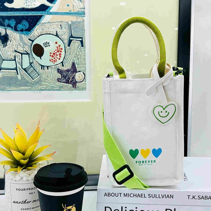 Square Canvas Crossbody Bag / Flipped Sweetheart Series Coated Shopping Bag