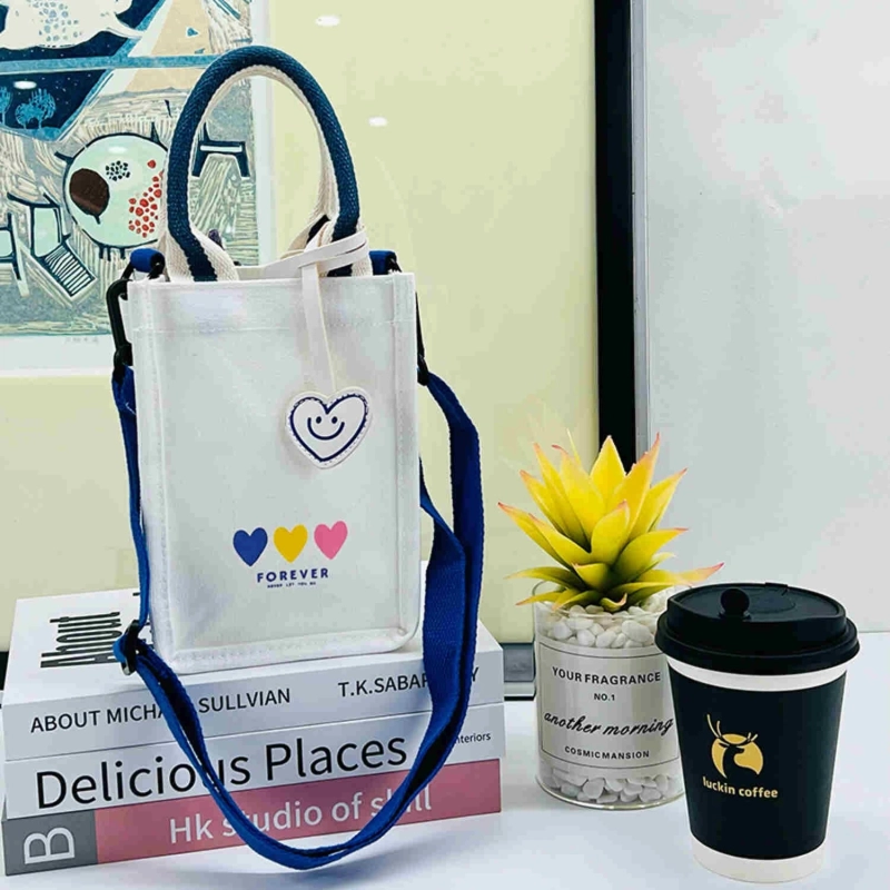 Square Canvas Crossbody Bag / Flipped Sweetheart Series Coated Shopping Bag