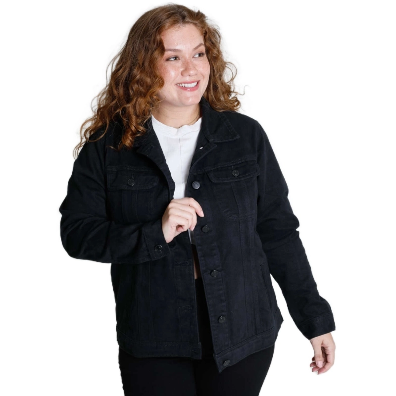 Women&rsquo;s Plus Size Denim Jacket 100% Cotton - Black