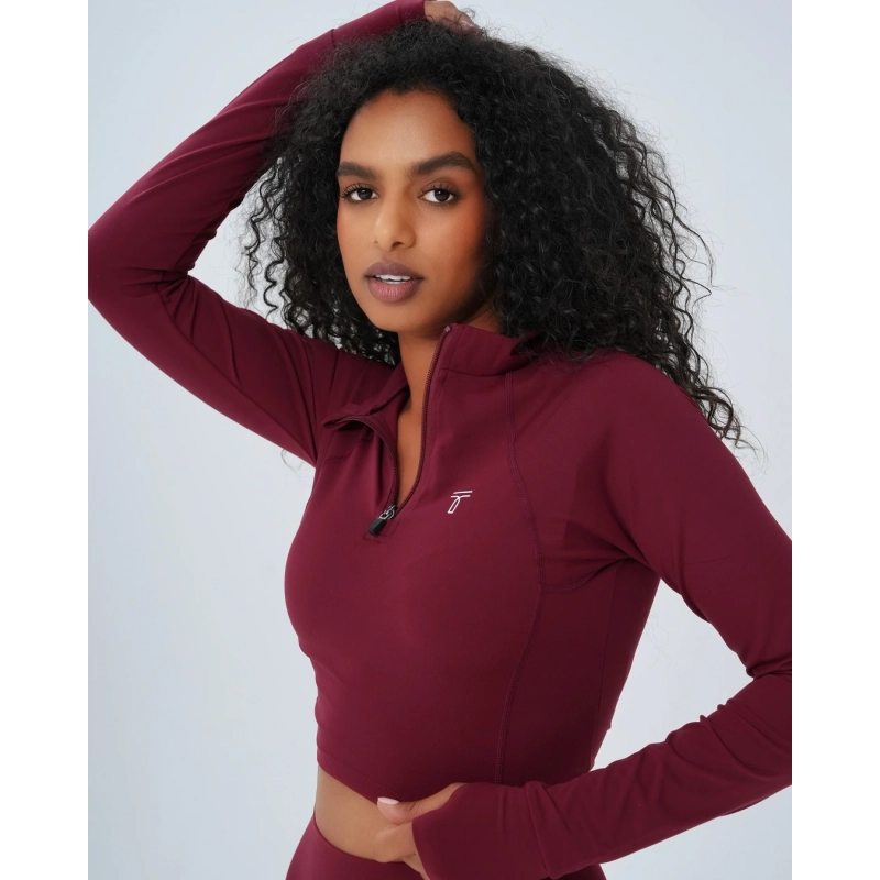 Half-Zip Long Sleeve Crop Top