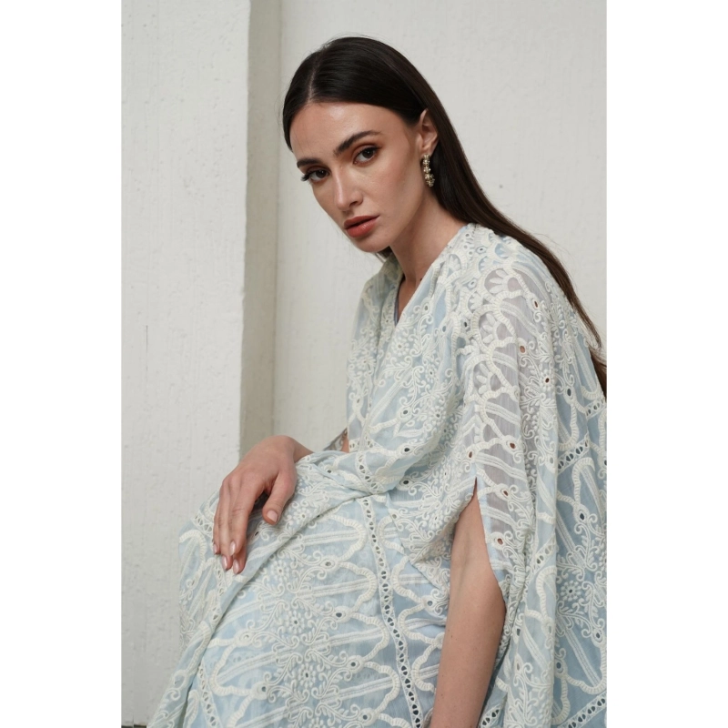 Embroidered Dress - Light Blue