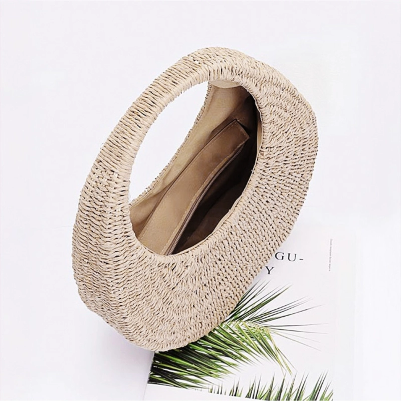 Saint-Tropez Half-Moon Straw Bag - Ivory Dune
