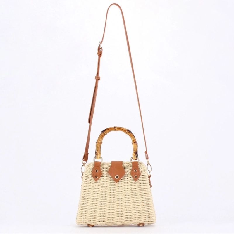 Tulum Bamboo Summer Straw Bag - Dune Beige