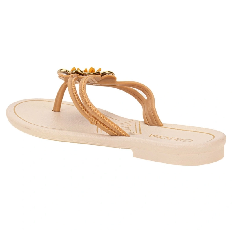 Women's Floral Flats Beige