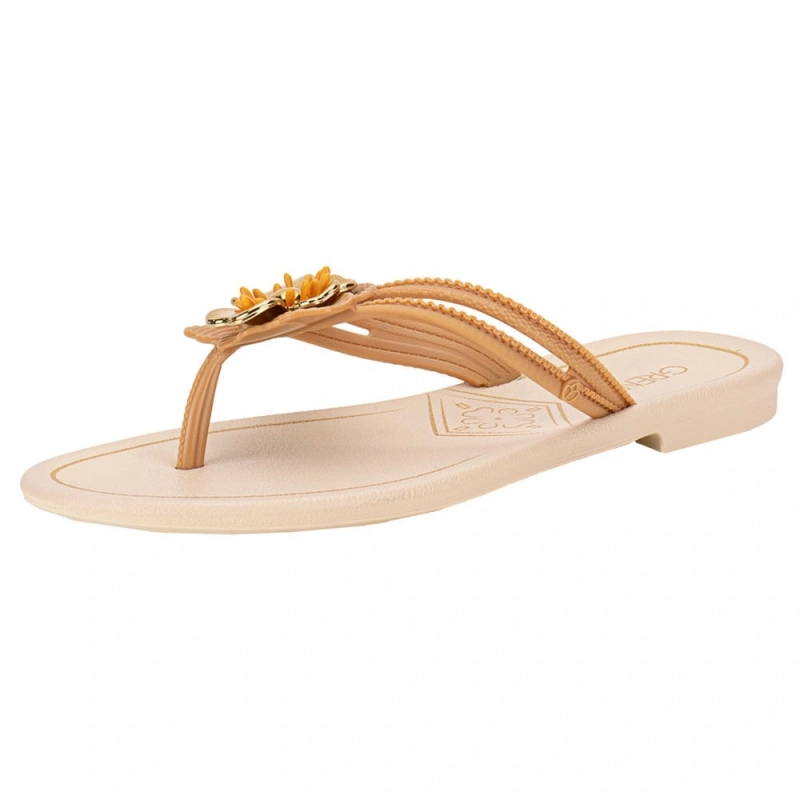 Women's Floral Flats Beige