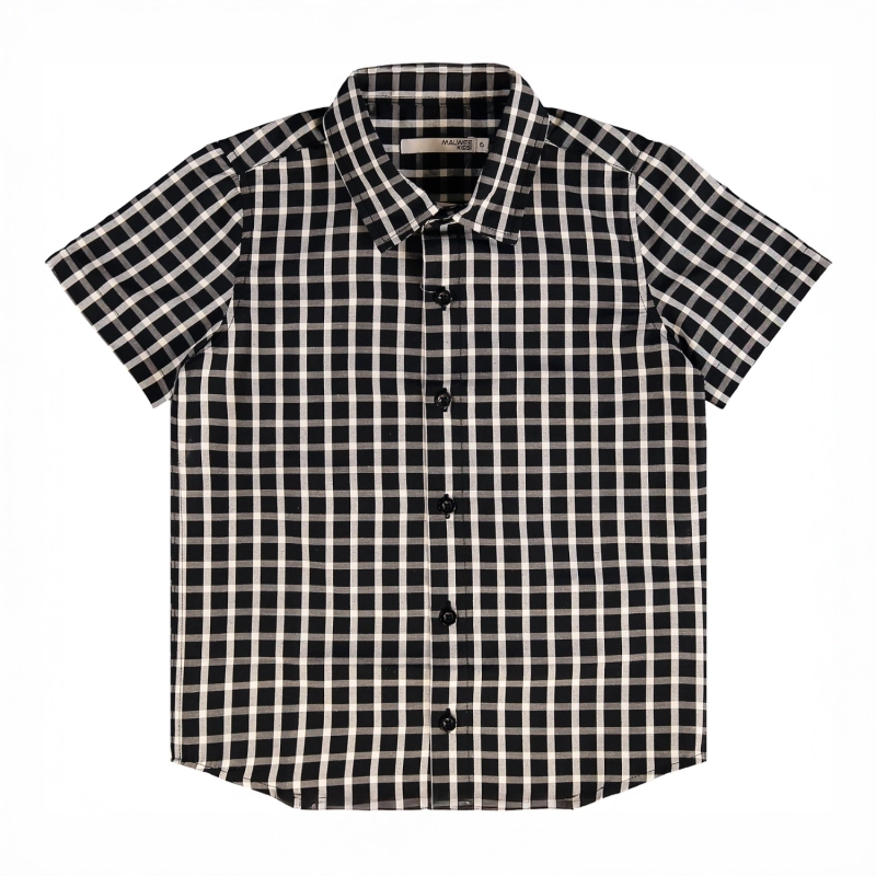 Boys' Plaid Button-Up Shirt &ndash; Classic Fit - Black and White