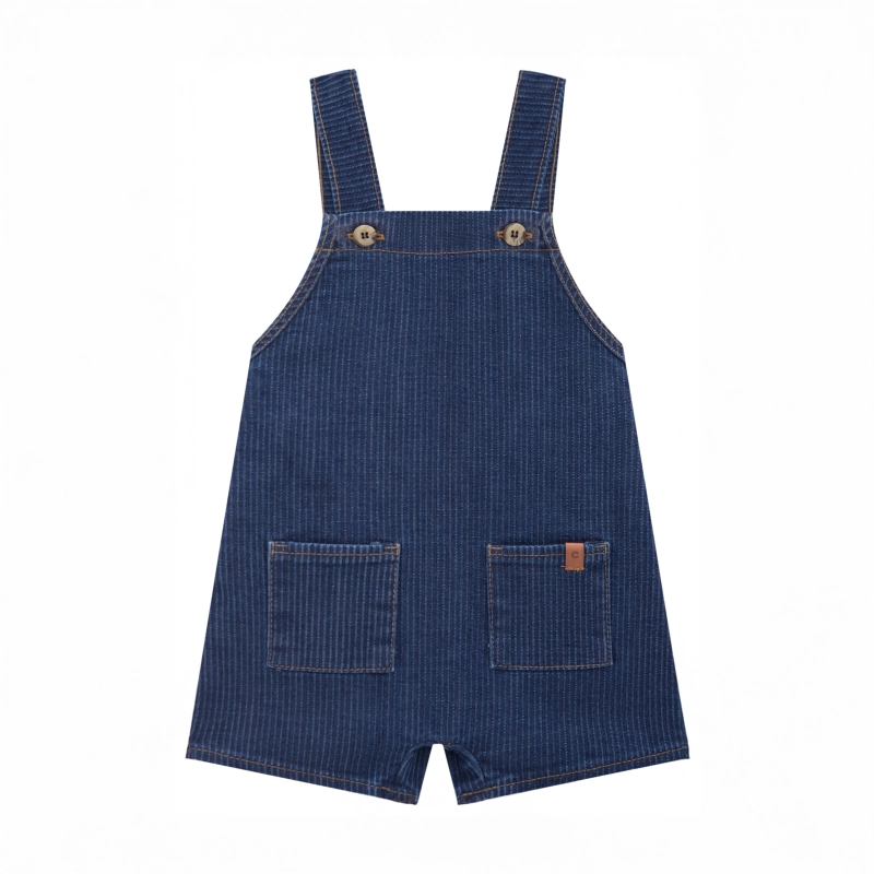 Boys' Striped Denim Overalls - Affectionate - Dark Blue