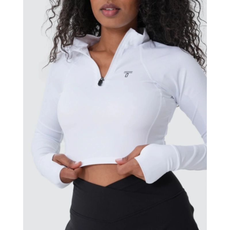 Half-Zip Long Sleeve Crop Top