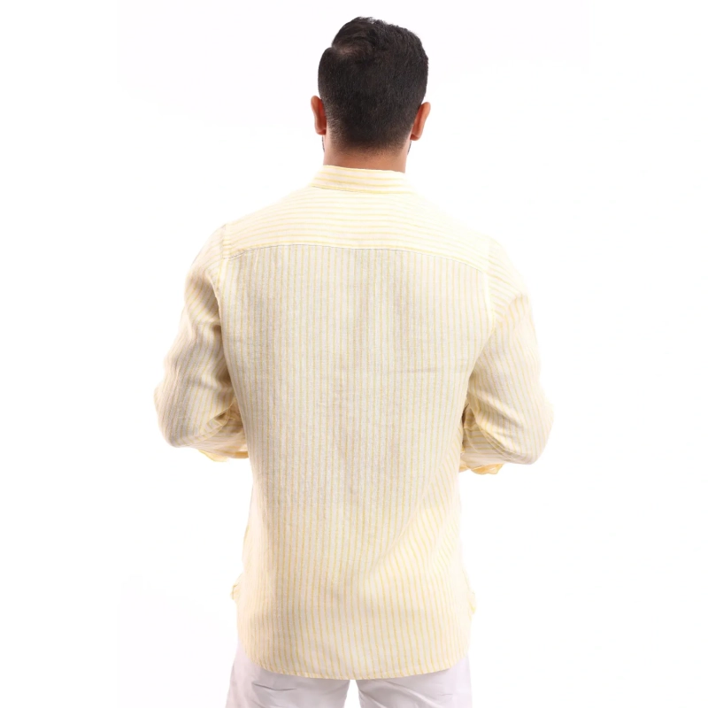 Men's Shirt - Linen Modern Fit - Yellow - White