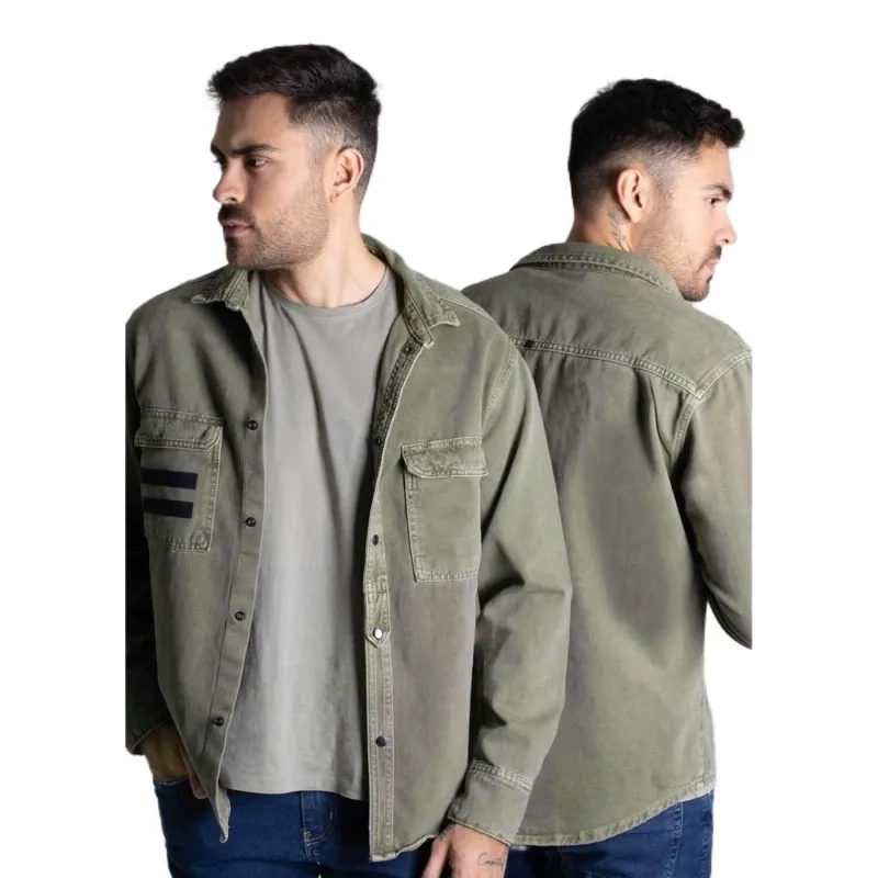 Men&rsquo;s Twill Jacket 100% Cotton - Moss Green