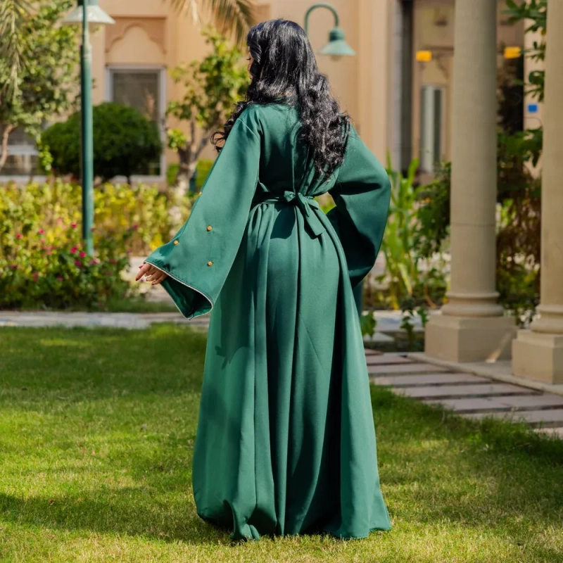 Women's Elegant Beaded Closed Abaya - Festive Occasions, Formal Wear