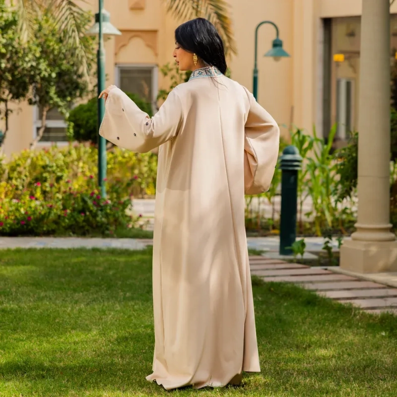 Women's Elegant Beaded Closed Abaya - Festive Occasions, Formal Wear