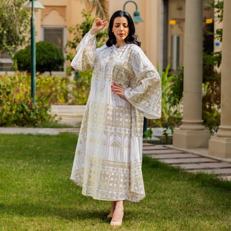 Women's Elegant Regular-Fit Sequined Abaya Dress - Garangao, Festive Outings