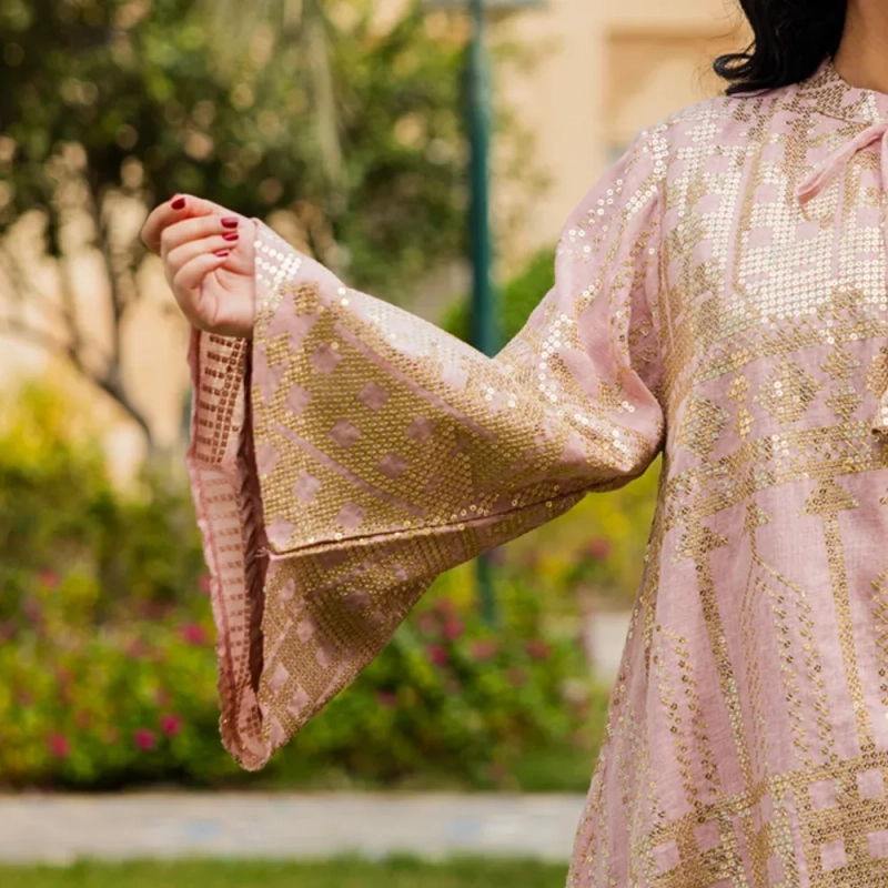 Women's Elegant Regular-Fit Sequined Abaya Dress - Garangao, Festive Outings