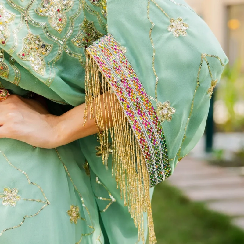 Women's Elegant Embroidered &amp; Beaded Closed Daraa - Free Size, Formal Gatherings