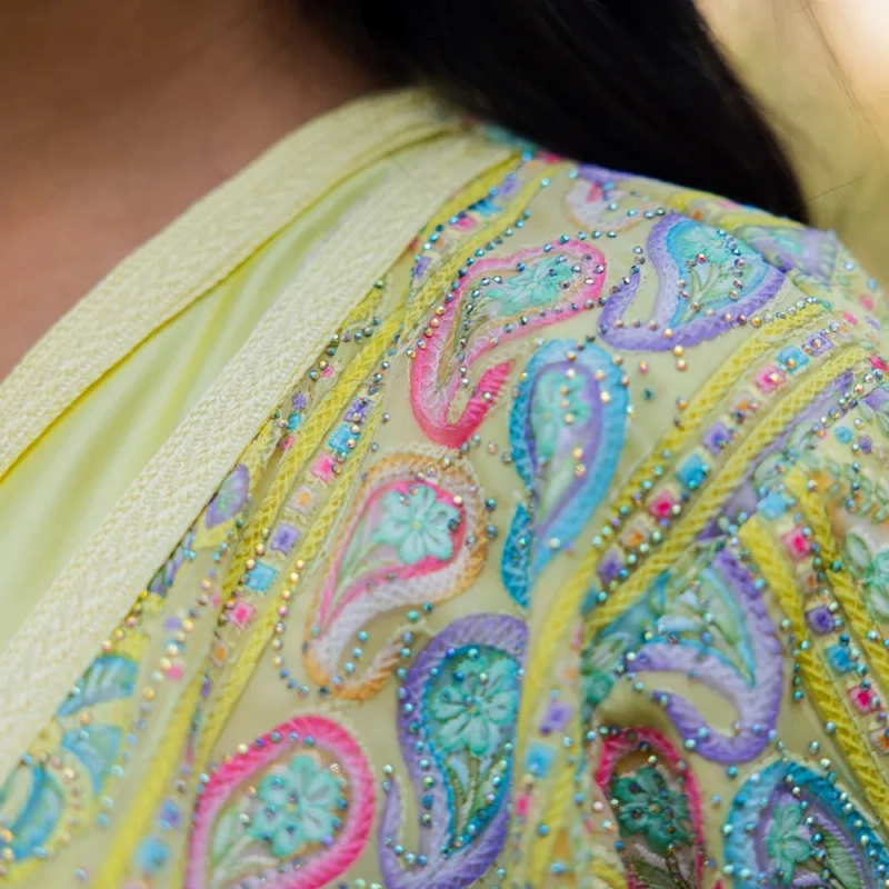 Women's Elegant Regular-Fit Open Kaftan with Belt - Embroidered Crepe, Festive/Daily Wear