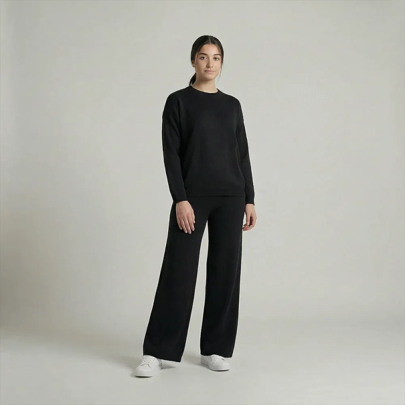 Women&rsquo;s stylish  Knitwear Set With Relaxed-Fit Top And Wide-Leg Pants