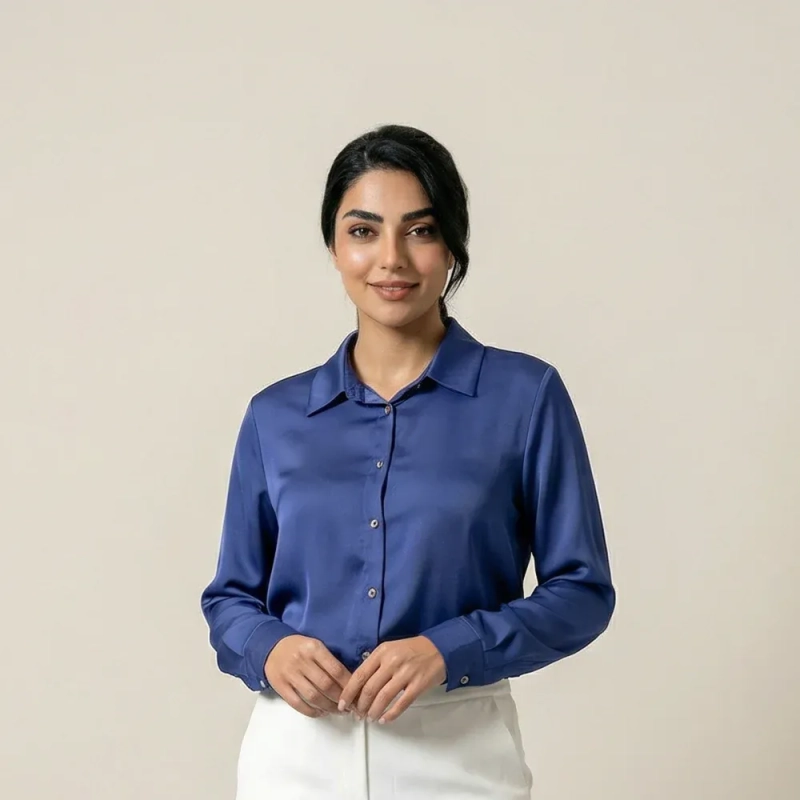 Women&rsquo;s  Satin Button-Down Shirt &ndash; Luxe Daily Wear &ndash; Modern Oversized Fit
