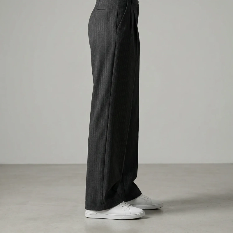 Women&rsquo;s Tailored Straight-Cut Pants With White Stripe Details, Ideal For Formal, Office, And Smart-Casual Looks