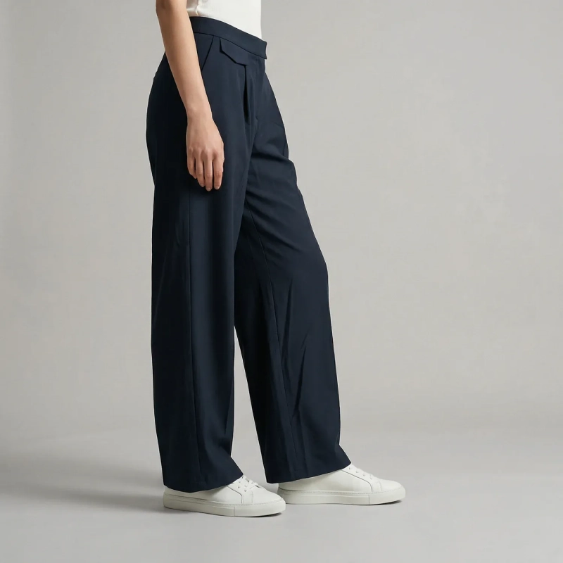 Women&rsquo;s Tailored Straight-Cut Pants With White Stripe Details, Ideal For Formal, Office, And Smart-Casual Looks