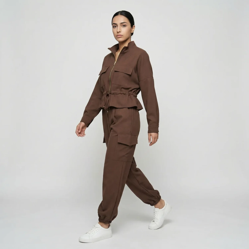Women&rsquo;s Relaxed Casual Jacket And Cargo Pants Set Perfect For Daily Wear And Comfortable Styling