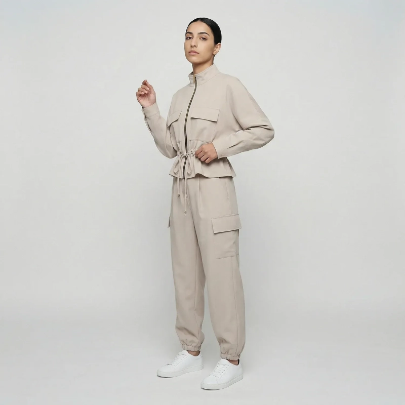 Women&rsquo;s Relaxed Casual Jacket And Cargo Pants Set Perfect For Daily Wear And Comfortable Styling
