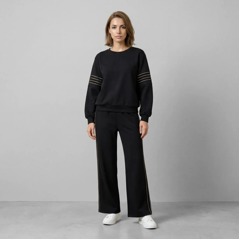 Women&rsquo;s Minimalist Long Sleeve Blouse With Stitched Circular Sleeve Detail &ndash; Comfy Relaxed Fit Top &ndash; Timeless Daily Wear