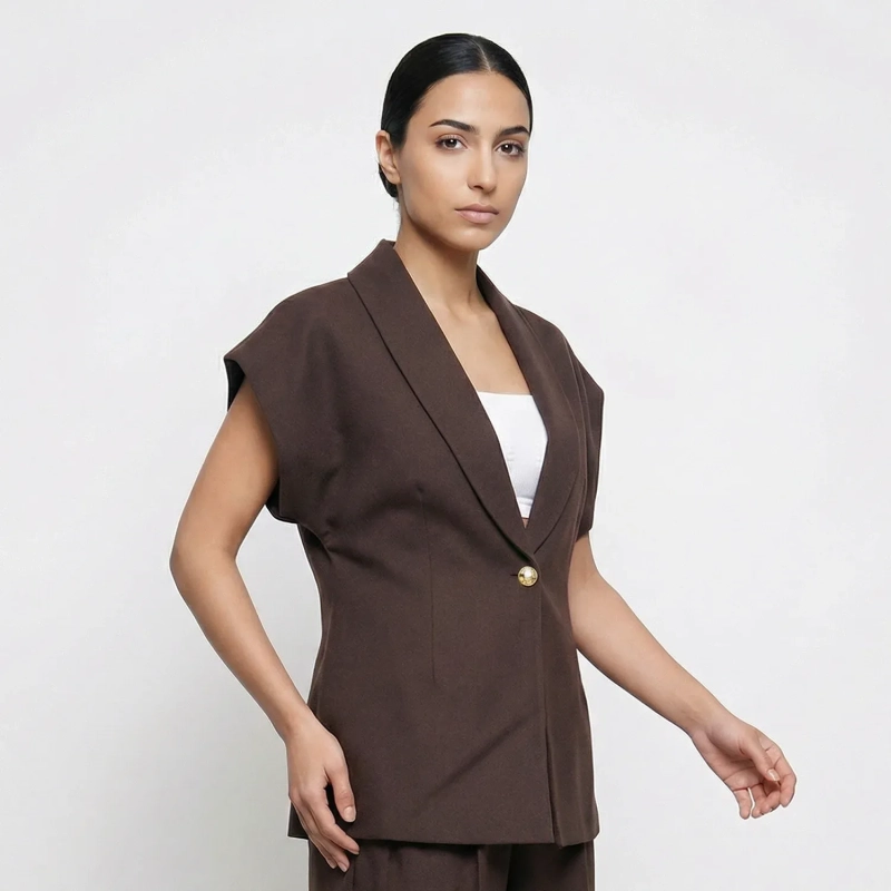 Stylish Women&rsquo;s Short Sleave Blazer With Modern Cut And Polished Finish, Great For Work, Meetings, Or Smart-Casual Occasions