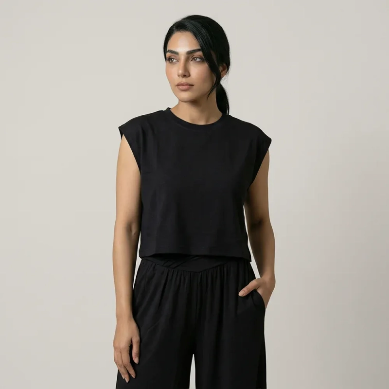 Women&rsquo;s Top and Pants Set with Draped Waist &ndash; Modern Evening Wear