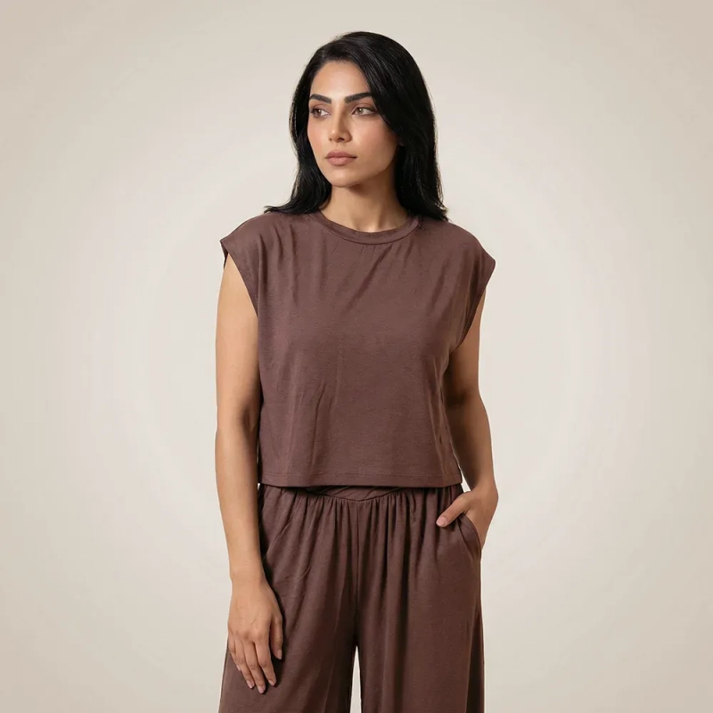 Women&rsquo;s Top and Pants Set with Draped Waist &ndash; Modern Evening Wear